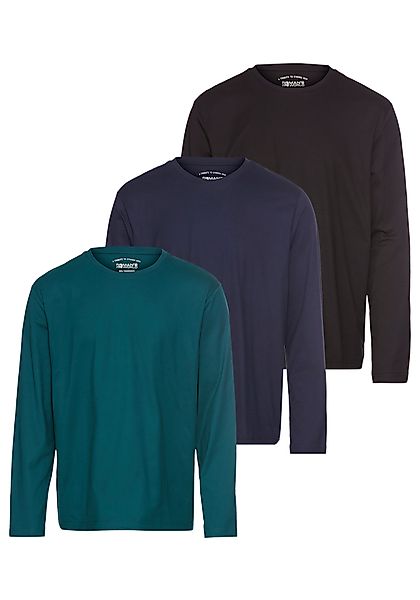 Mans World Langarmshirt "neue Farbe " 3er-Pack, Langarm, unifarben, aus Bau günstig online kaufen