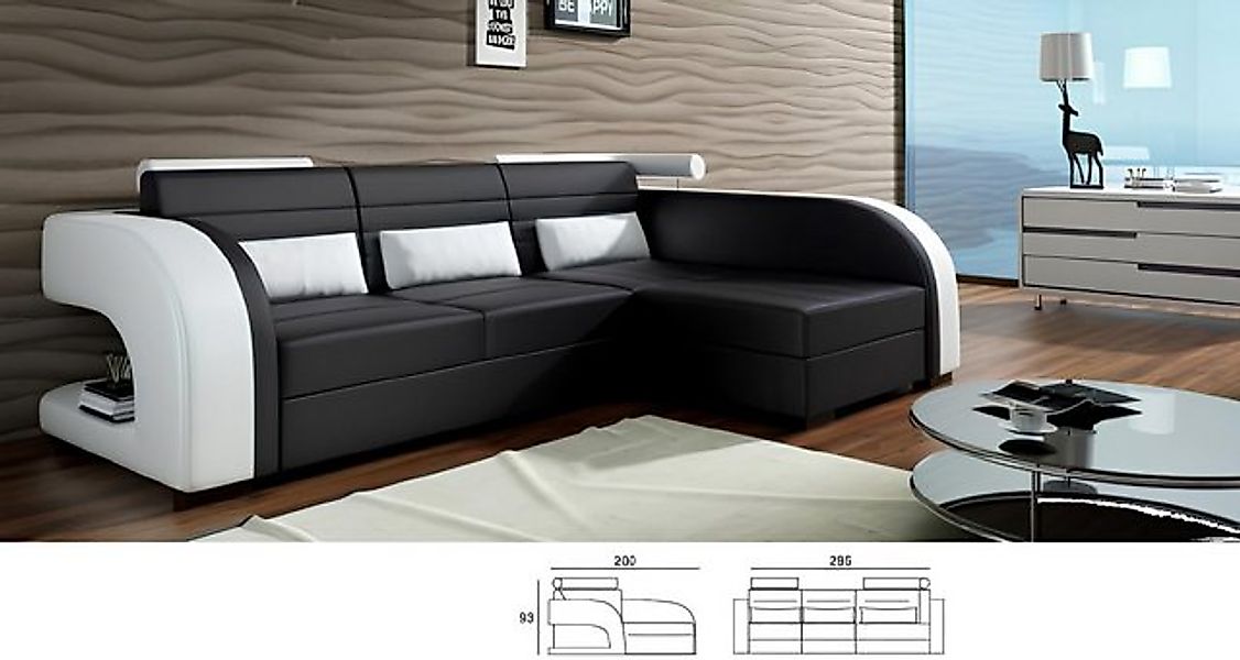 JVmoebel Sofa Leder Sofa Polster Couch Ecksofa Wohnlandschaft Polsterecke C günstig online kaufen