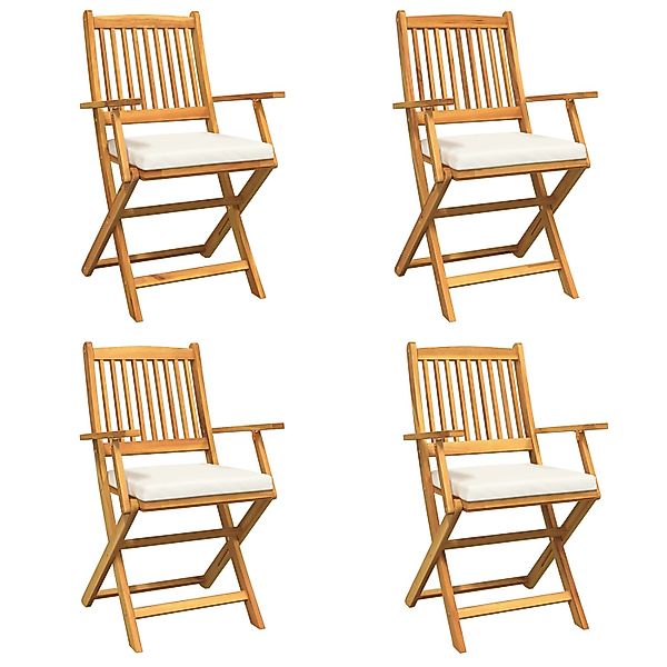 vidaXL Garten-Klappstühle mit Weißen Kissen 4 Stk Massivholz Akazie 3329123 günstig online kaufen