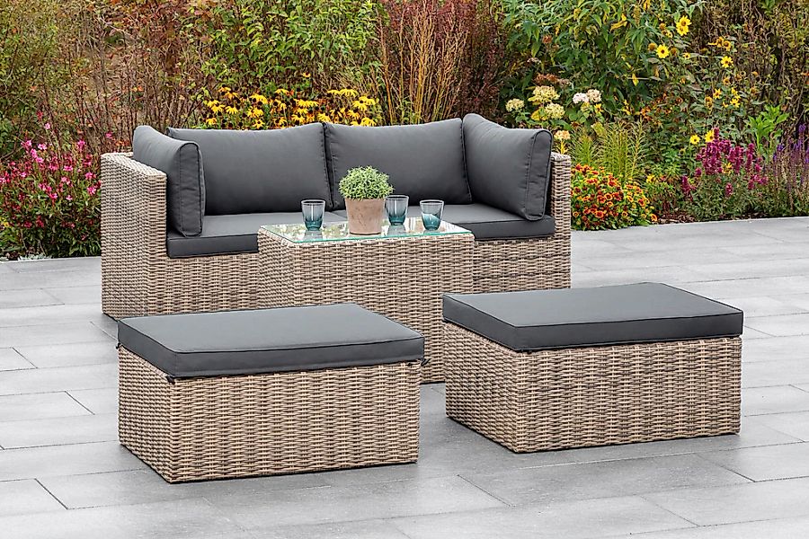 MERXX Garten-Essgruppe "Licosa", (5 tlg.), 2 Sessel, 2 Hocker, Tisch, mit A günstig online kaufen
