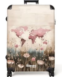 NoBoringSuitcases.com© Hartschalen-Trolley Weltkarte - Rosa - günstig online kaufen