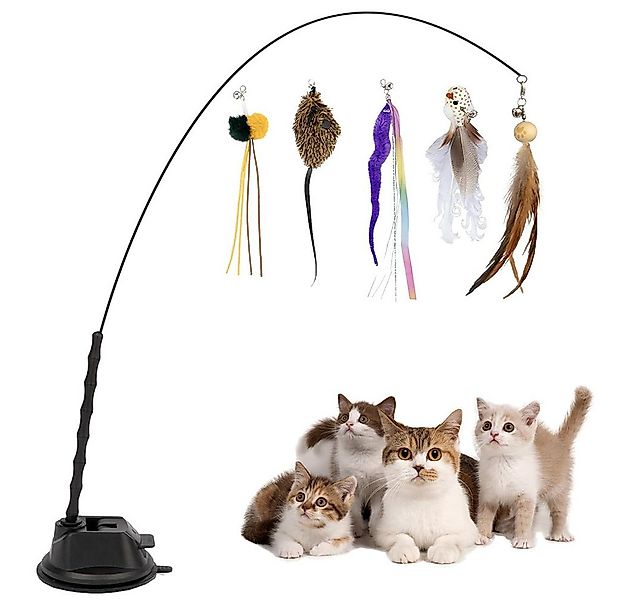 Ledander Tier-Beschäftigungsspielzeug Interaktive Katzenangel mit Saugnapf günstig online kaufen
