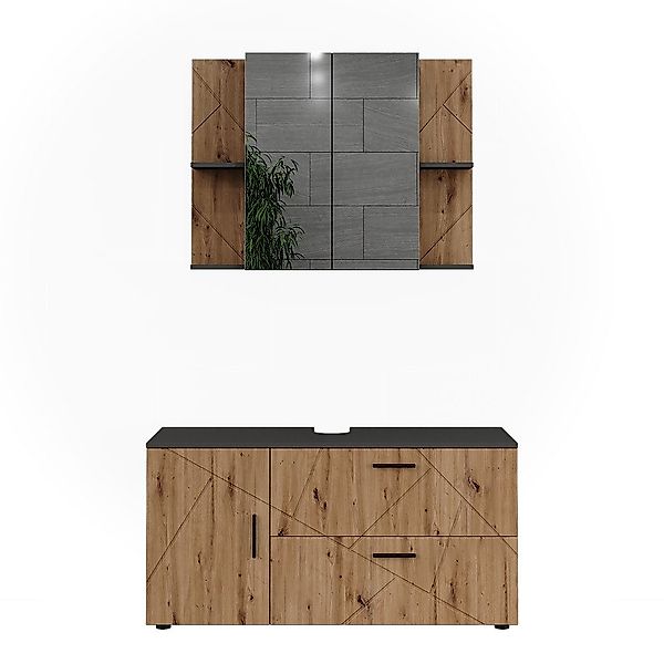 Vicco Badmöbel-Set Irma, Anthrazit/Artisan, 2 Teile, günstig online kaufen