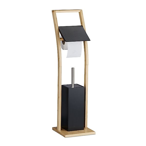 relaxdays WC-Garnitur Bambus schwarz günstig online kaufen