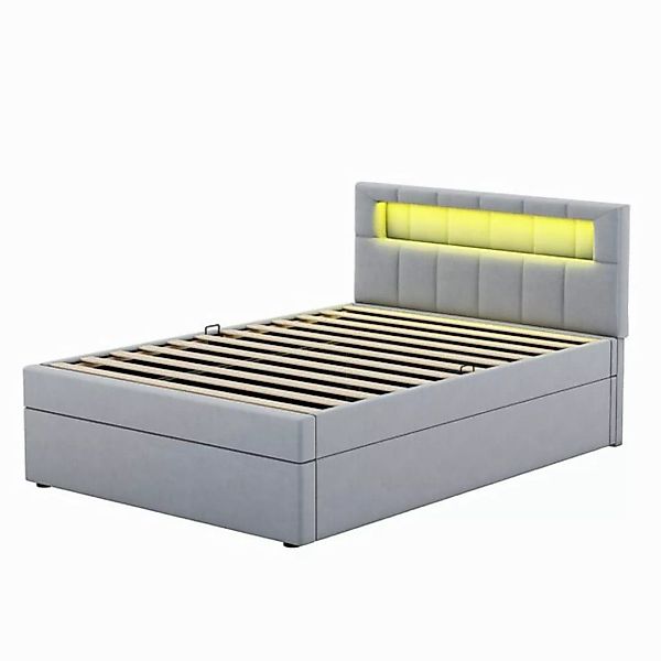 Rutaqian Polsterbett Stauraumbett Boxspringbett Flachbett, Einzelbett 90×20 günstig online kaufen