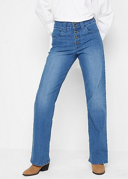 bonprix Straight-Jeans Regular Fit, mit Elasthan-Anteil, mit 5-Knopf-Form günstig online kaufen