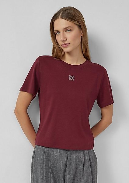 s.Oliver Kurzarmshirt T-Shirt Verkürztes T-Shirt mit Glitzerstein-Details günstig online kaufen