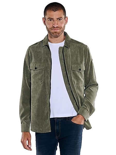 Engbers Langarmhemd Herren Overshirt uni, Oliv günstig online kaufen