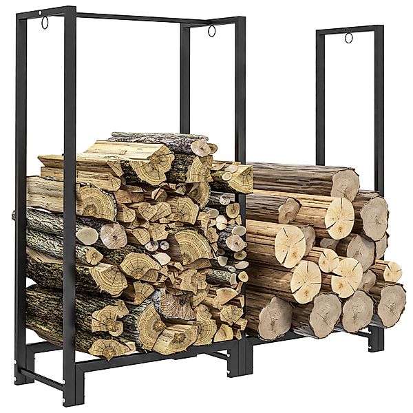 Outsunny Kaminholzregal Feuerholzregal für Brennholz Stahl Schwarz günstig online kaufen