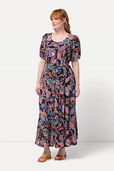 Ulla Popken Dirndl Kleid Blätter Leinenmix günstig online kaufen