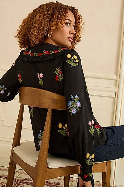 Love & Roses Langarmbluse Love & Roses Bluse mit Blumenstickerei, Regular ( günstig online kaufen