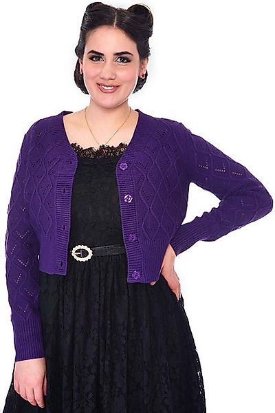 Voodoo Vixen Strickjacke Purple Chunky Knit Cardigan Retro Vintage Cardigan günstig online kaufen