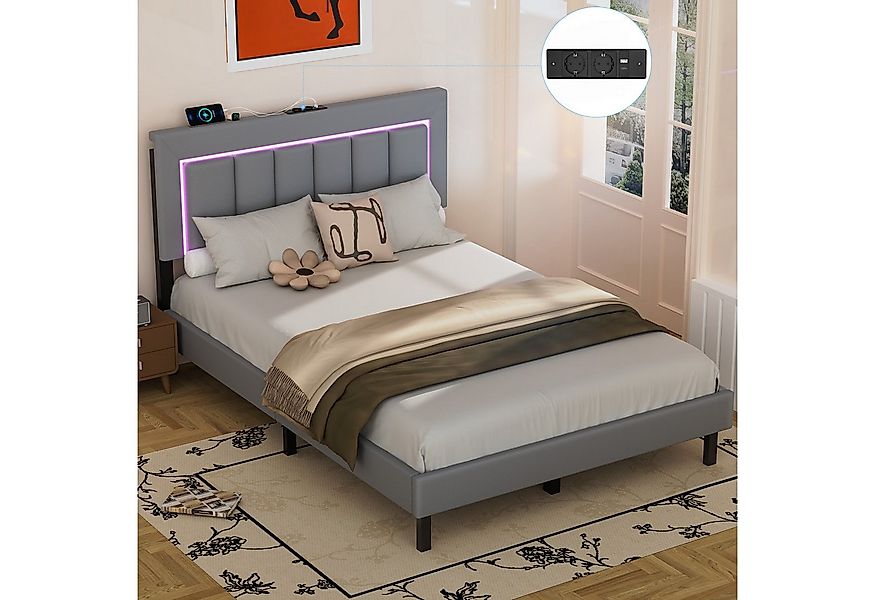 oyajia Polsterbett Polsterbett Doppelbett mit USB+Type C und LED-Beleuchtun günstig online kaufen