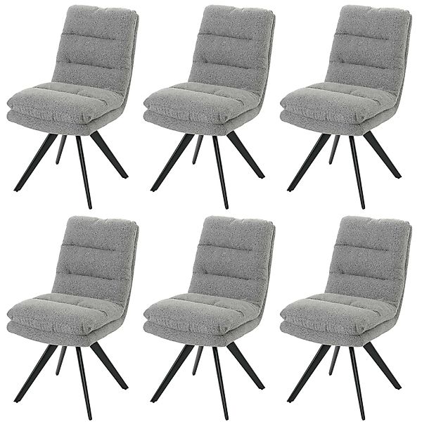 MCW Esszimmerstuhl G66 Boucle 6er-Set Hellgrau günstig online kaufen