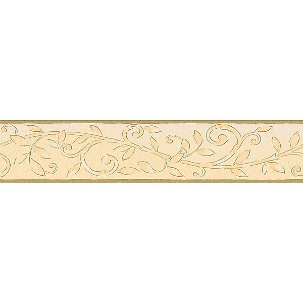 Bricoflor Mediterrane Tapetenbordüre in Gelb und Gold Küchenbordüre mit Orn günstig online kaufen