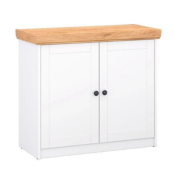 Homestyle4u Kommode Sideboard Eiche Matt Weiß Holz Massiv Schrank 92 cm 223 günstig online kaufen