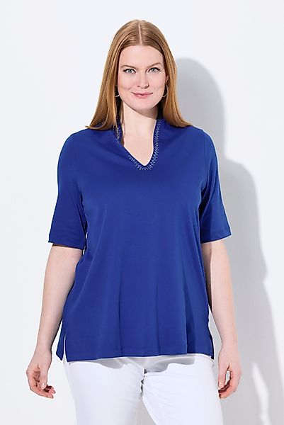 Ulla Popken T-Shirt T-Shirt A-Linie Kelchkragen günstig online kaufen