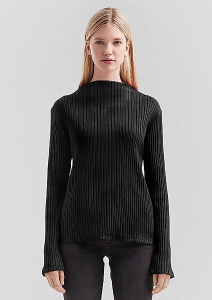 QS Langarmshirt T-Shirt Geripptes Langarmshirt mit Stehkragen günstig online kaufen