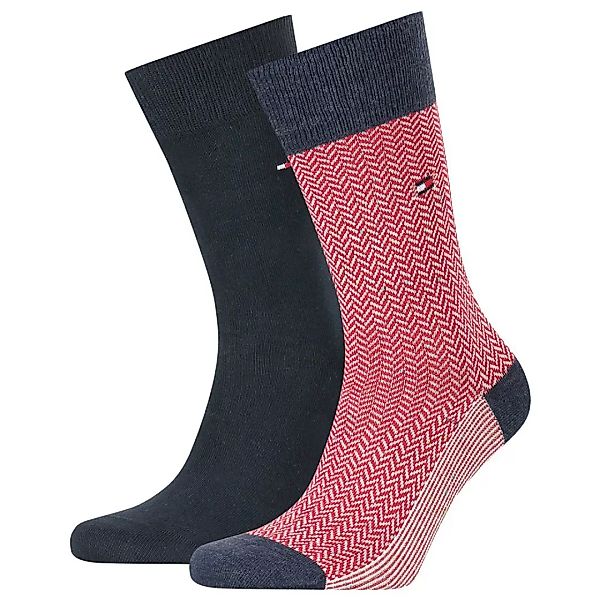 Tommy Hilfiger Seasonal Herringbone Neppy Socken 2 Paare EU 39-42 Navy Red günstig online kaufen