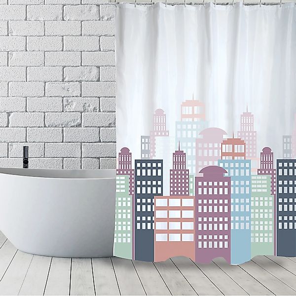 MSV Duschvorhang Cities 140 cm x 180 cm Bunt günstig online kaufen