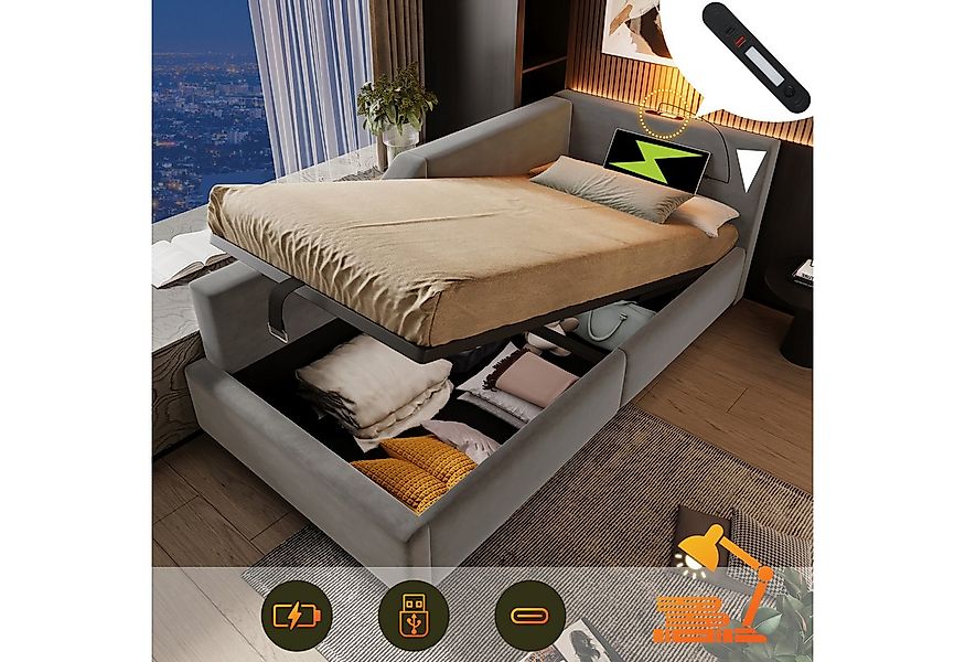 STILVORA Polsterbett Schlafsofa 90x200 Daybett mit Stauraum Jugendbett mit günstig online kaufen