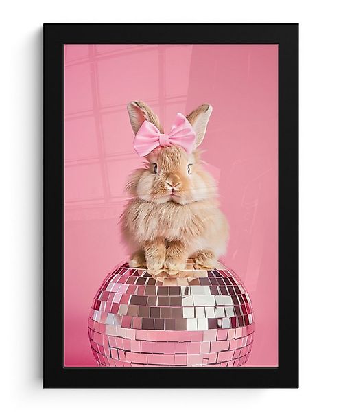 MuchoWow Poster Schleife - Discoball - Kaninchen, (1 St), Bilderrahmen, Zim günstig online kaufen