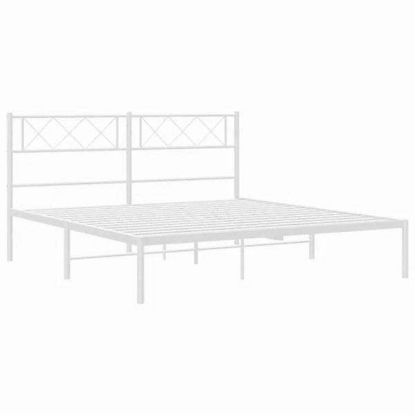 vidaXL Bettgestell Bettrahmen mit Kopfteil Metall Weiß 120x190 cm Bett Bett günstig online kaufen