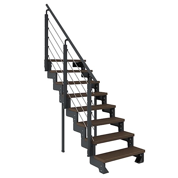 Dolle Außentreppe Gardentop Anthrazit 8 Stufen 80 cm Braun inkl. Geländer günstig online kaufen