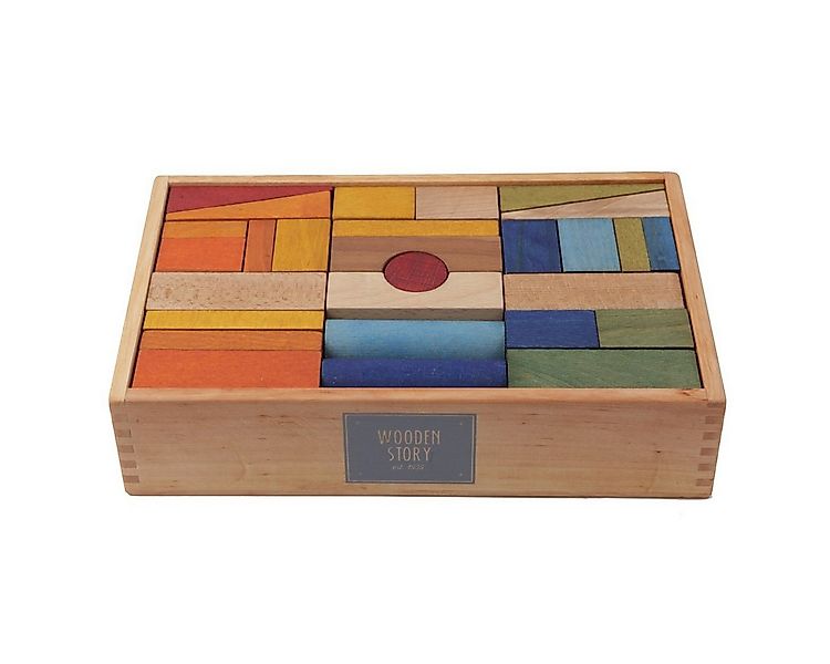 Woodenstory 63 Holzklötze Regenbogen Bienenwachs Holzspielzeug Spielbauklöt günstig online kaufen