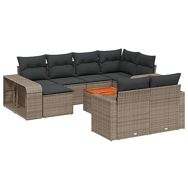 vidaXL 11-Tlg Garten-Sofagarnitur mit Kissen Grau Poly Rattan 3261310 günstig online kaufen