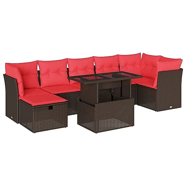 vidaXL 8-Tlg Gartensofa-Set mit Kissen Braun Polyrattan 3274674 günstig online kaufen