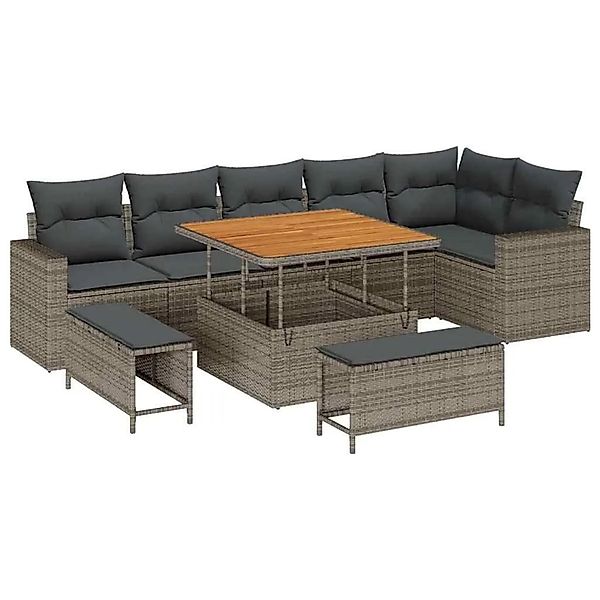 vidaXL Gartensofa-Set mit Kissen 11 Stk Grau Poly-Rattan 3363578 günstig online kaufen