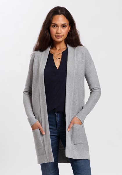 TOM TAILOR Longstrickjacke aus Rippstrick mit aufgesetzten Taschen günstig online kaufen