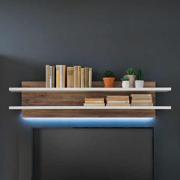 Wandhängeregal in Eiche Dekor und Weiß 150 cm breit günstig online kaufen