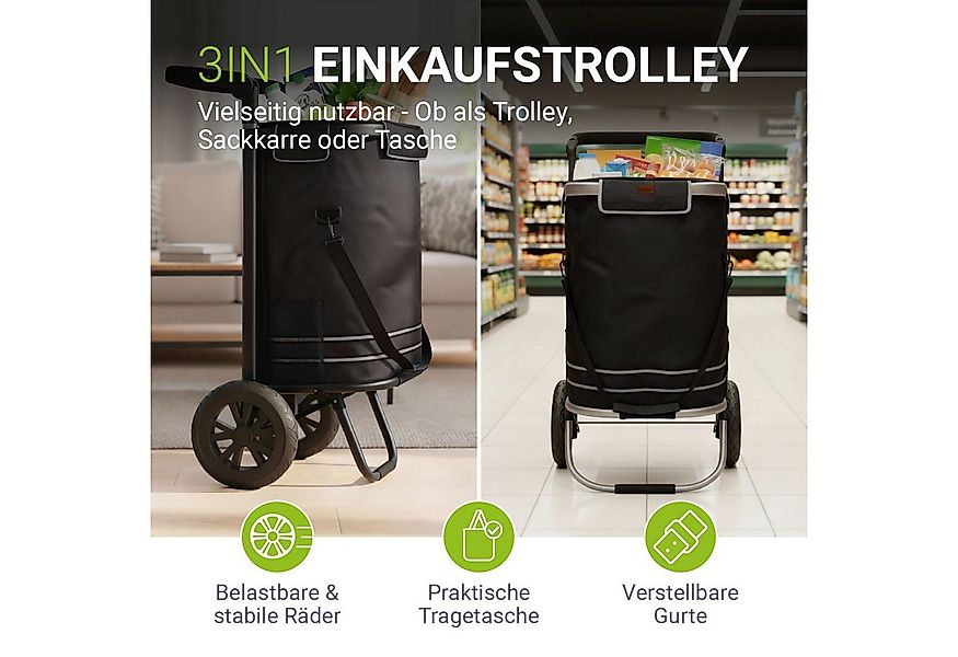 Juskys Einkaufstrolley 3in1, 56 l, mit 2 Rollen und Kühlfach, klappbar und günstig online kaufen