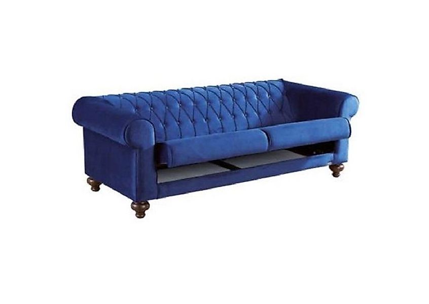 Xlmoebel Chesterfield-Sofa Blaue Dreisitzer 3er Stoffsofa Textil Design Möb günstig online kaufen