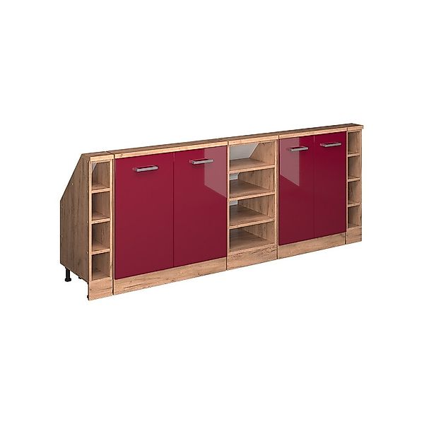 Vicco Unterschrank R-Line, Rot Hochglanz/Goldkraft Eiche, günstig online kaufen