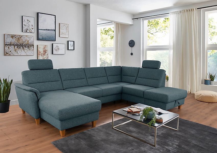 Home affaire Wohnlandschaft "Palmera U-Form, B: 308 cm", optional Bettfunkt günstig online kaufen