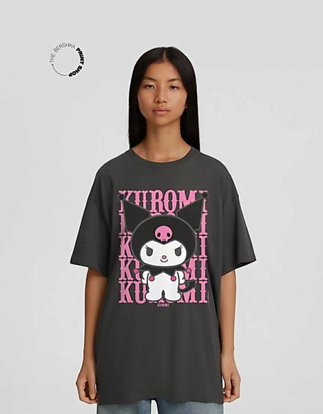 Bershka Oversize-T-Shirt Kuromi Mit Print Damen S Dunkelgrau günstig online kaufen