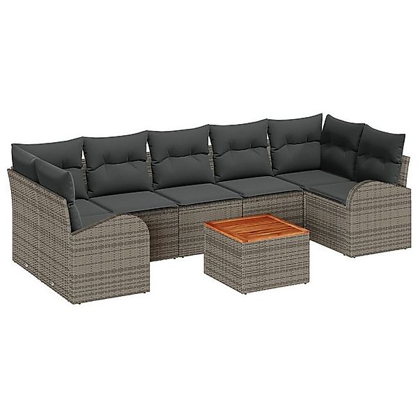 vidaXL Loungesofa 8-teilige Garten Sofaset mit Kissen Grau Poly Rattan, 8 T günstig online kaufen