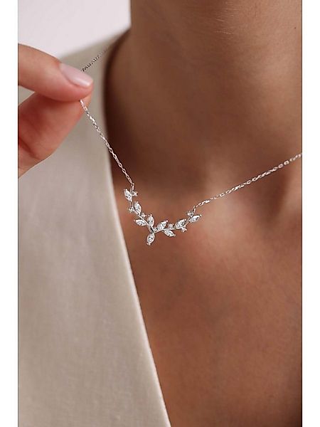 Nisan Kette und Anhänger Set, 925er Silberkette mit Ranken-Design – Rhodium günstig online kaufen