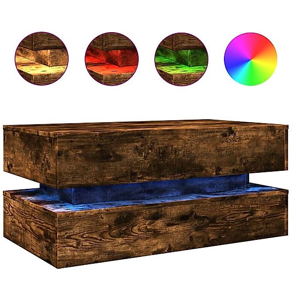vidaXL Ablagetisch, Couchtisch mit LED-Leuchten Räuchereiche günstig online kaufen