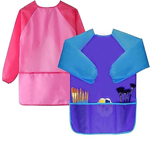 COFI 1453 Malschürze Malkittel für Kinder 2er Set Blau Pink ideal für kreat günstig online kaufen