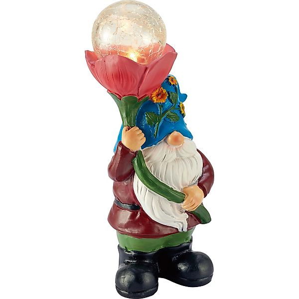 LED Solar-Dekoleuchte Zwerg 10 cm x 8,5 cm x 24 cm Rot günstig online kaufen