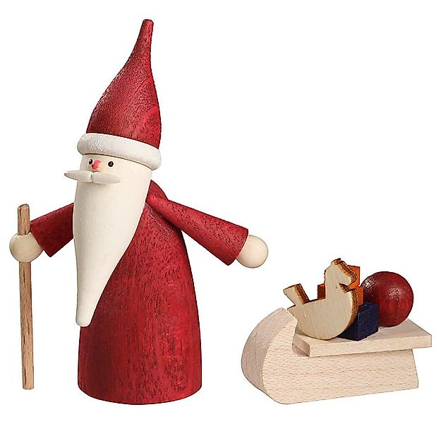 Seiffener Volkskunst Dekofigur Weihnachtswichtel mit Schlitten (7cm) von Se günstig online kaufen