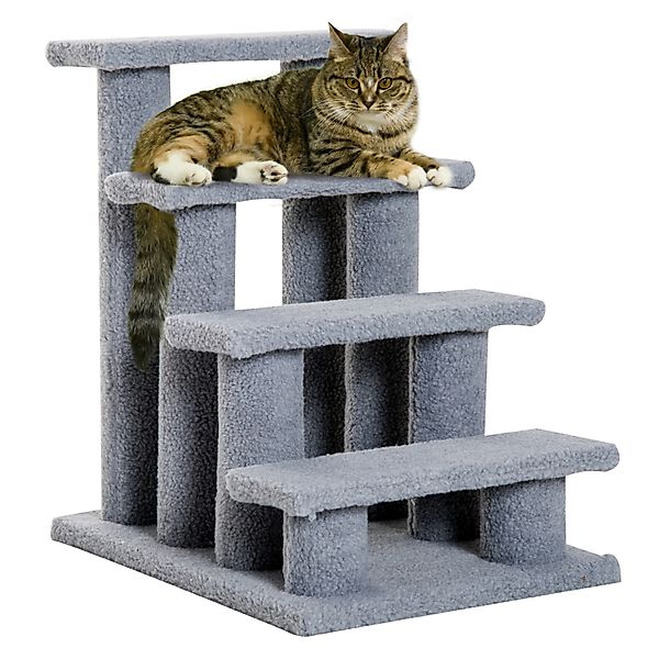 PawHut Tiertreppe Katzentreppe Hundetreppe 4 Stufen Grau 63,5x43x60cm für K günstig online kaufen