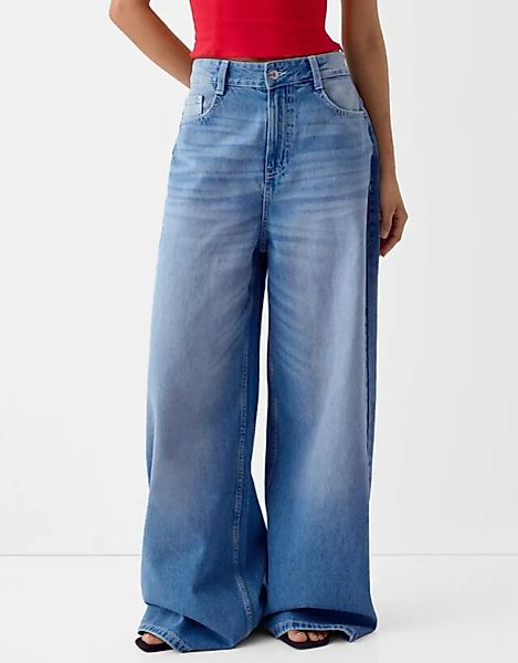 Bershka Mega-Baggy-Jeans Damen 36 Blau günstig online kaufen