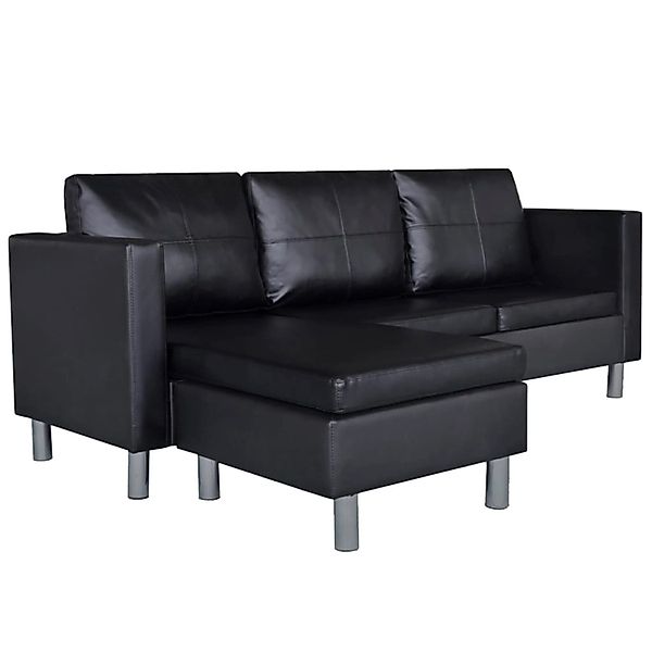vidaXL L-förmiges Sofa 3-Sitzer Kunstleder Schwarz günstig online kaufen