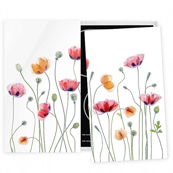2-teilige Herdabdeckplatte Glas Blumen Klatschmohn Party günstig online kaufen
