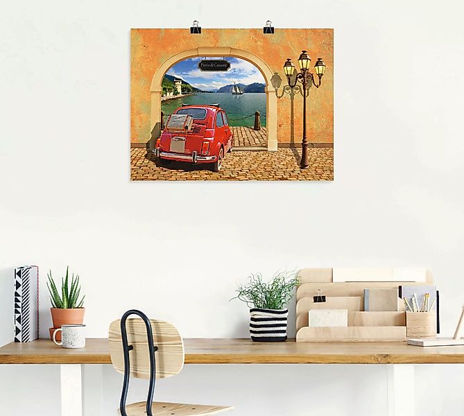 Artland Wandbild "Kleiner italienischer Hafen", Auto, (1 St.), als Leinwand günstig online kaufen